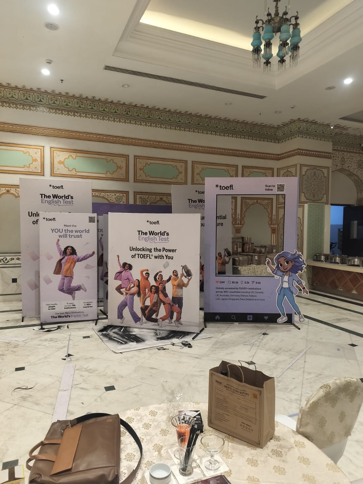 TOEFL display panels and materials during installation